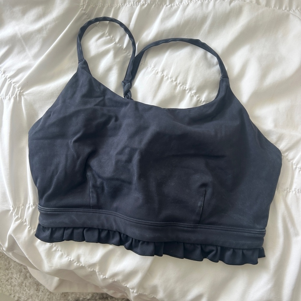 Black Ruffled Sports Bra